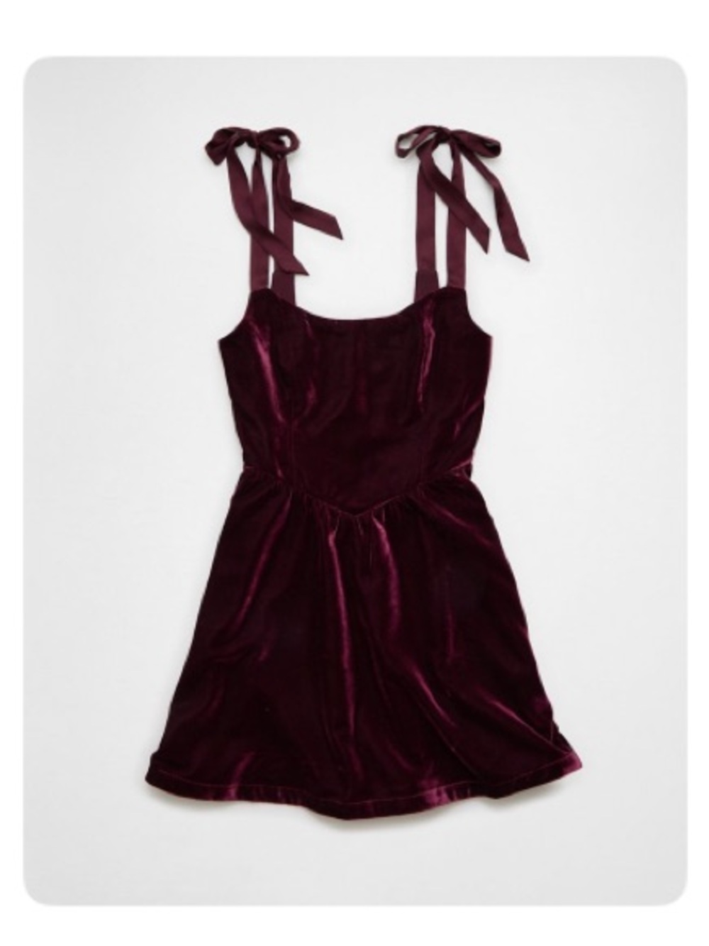 BNWT American Eagle Self Tie Strap Velvet Mini Dress in burgundy